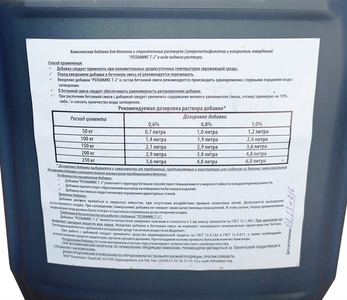Реламикс добавка для бетона пропорции