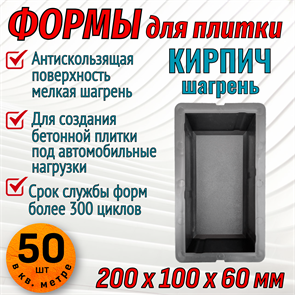 Форма для тротуарной плитки Кирпич мелкая шагрень 200*100*60 мм 1794
