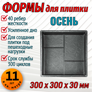 Форма для тротуарной плитки Осень ТФС 300*300*30 мм 1993