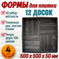 Форма для тротуарной плитки 12 Досок ТФС 500*500*50 мм 2015